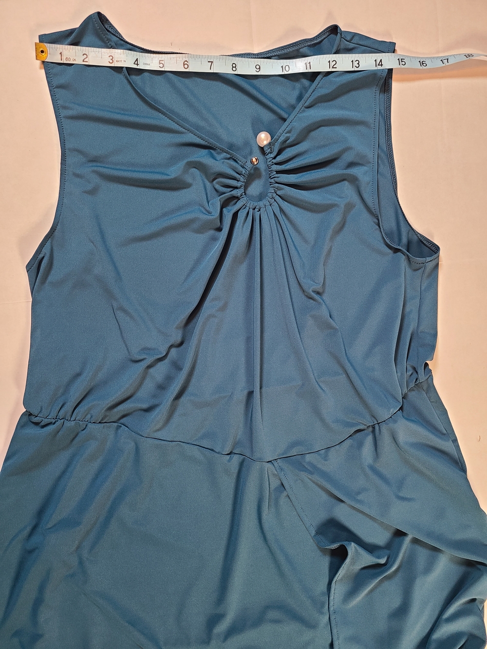 Women Sleeveless Teal Beach Swimsuit  Coverup Dress UPF 50 with Front Keyhole L - Picture 8 of 12